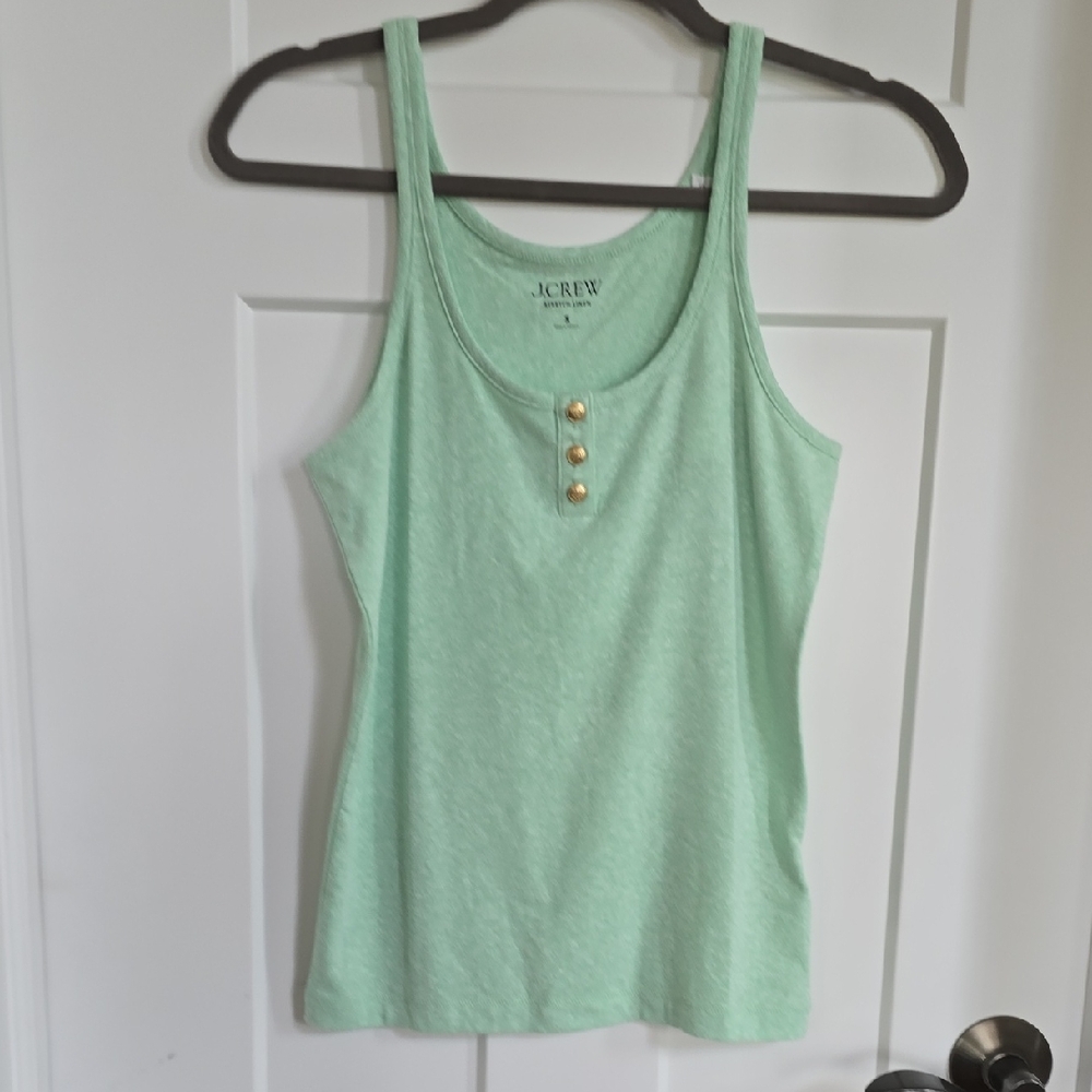 J. Crew Mint Tank Top with Gold Accents